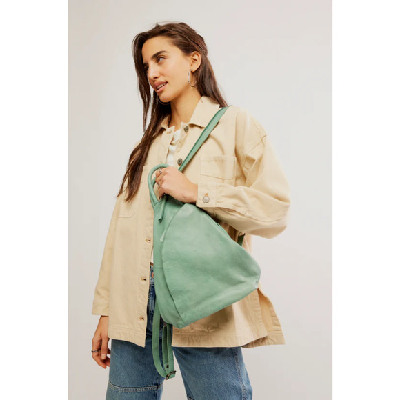 We The Free Dark Green Leather Bag/Sling/Purse/Backpack Free People Green Bags & Handbags for Women for sale - eBay main image 2